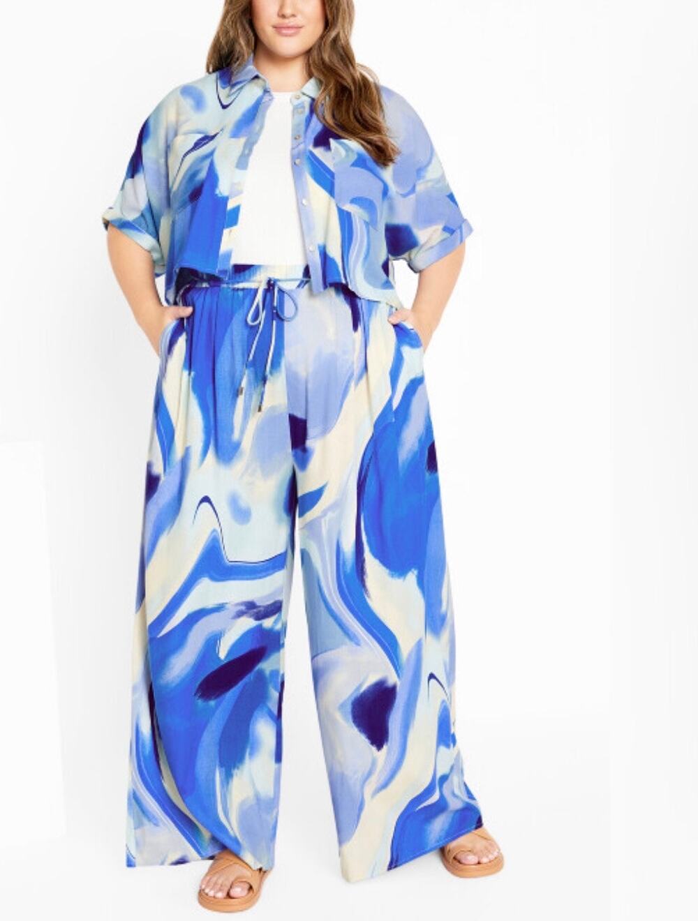 NWT Whirlpool ( blue ) esme print pants size 16 city chic
